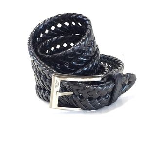 XL Dockers Leather Black Braided Woven Dress Belt